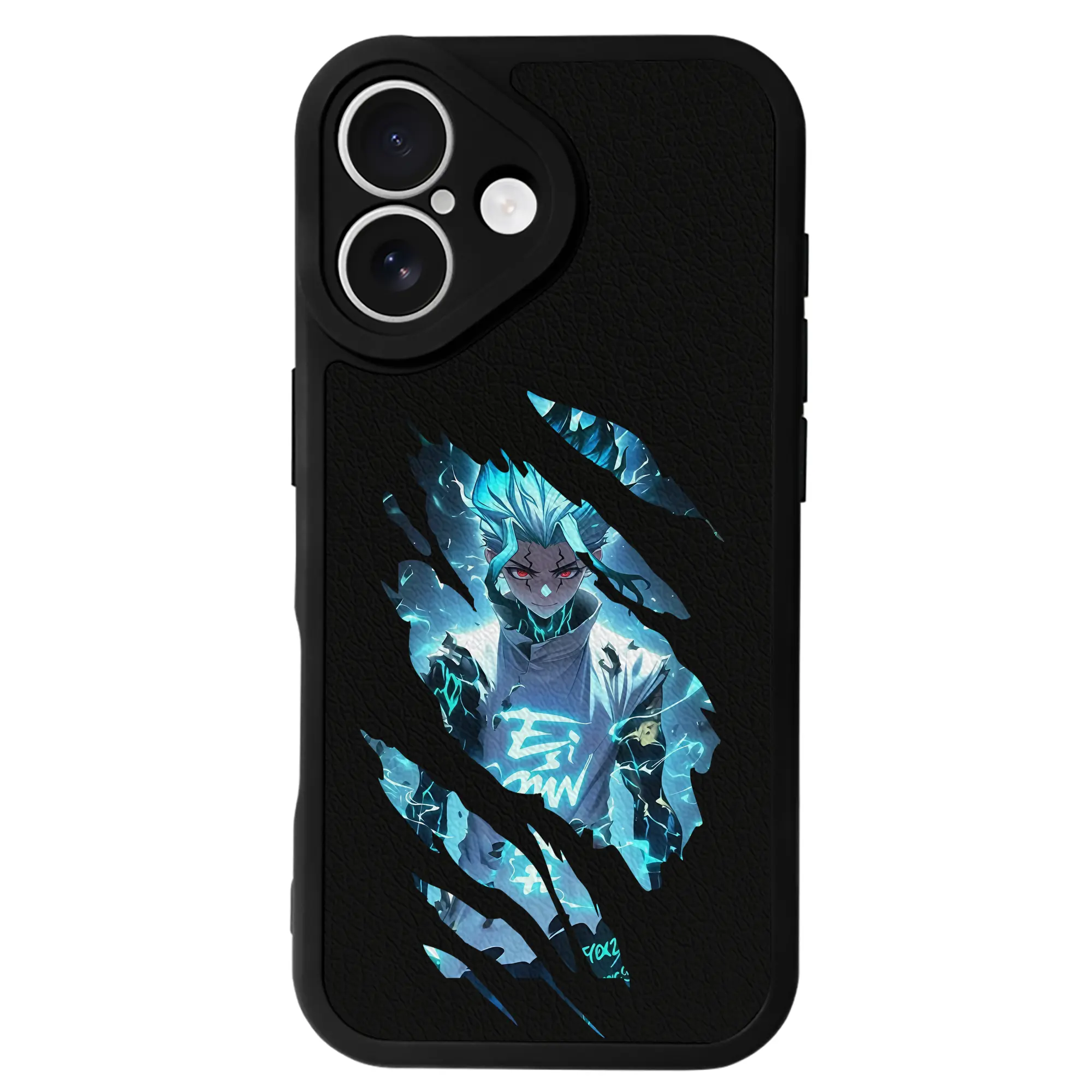 ドクターストーン グッズ,石神千空 - IPhone 16シリーズ対応 ・ シリコンスマホケース ・ レザー調 ・ 高精度フィット ・ 耐衝撃 ・ ワイヤレス充電対応 ・ 精密カット